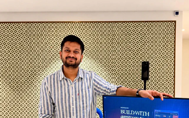 Kumar Ashwin at the cot.run booth at Unicorn AI Summit, Bengaluru